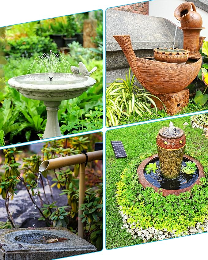 Biling Solar Fountain for Bird Bath, Solar Panel Kit Outdoor Solar Water Pump with 4ft Tubing for Hummingbird Bath, Small Pond and Fish Tank
