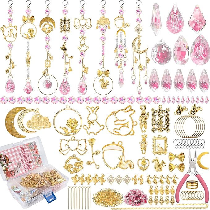 WASTROYAL 420 Pcs DIY Suncatcher Making Supplies Kits for Adults Hanging Prism Sun Catcher with Crystals Rainbow Maker for Indoor Window Home Wedding Garden Christmas Decor (Rabbit)