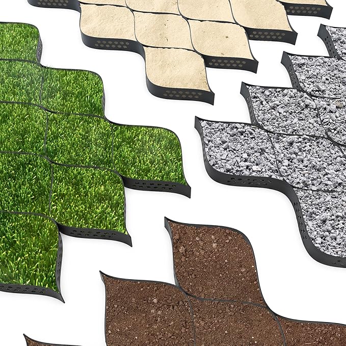 Vodaland - 2" GeoCell - 100% Permeable for Walking Paths, Patios and Erosion Control, Size 9 ft x 17 ft Black