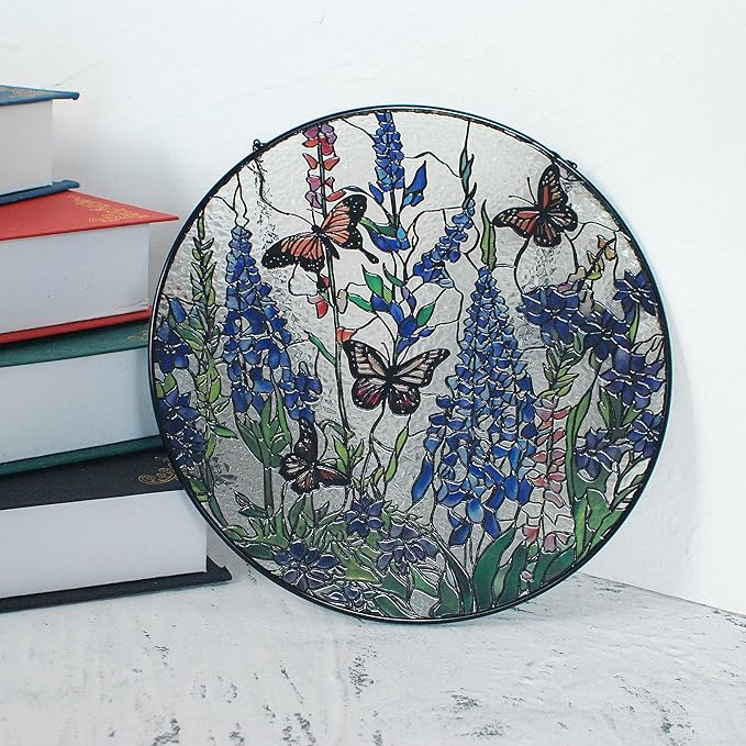 7.8'' Lavender Monarch Butterfly Suncatcher Stained Glass - Monarch Lavender Originally Designed Butterfly Suncatchers for Sun Catchers Indoor Window | Beautiful Gifts for Butterfly Lovers