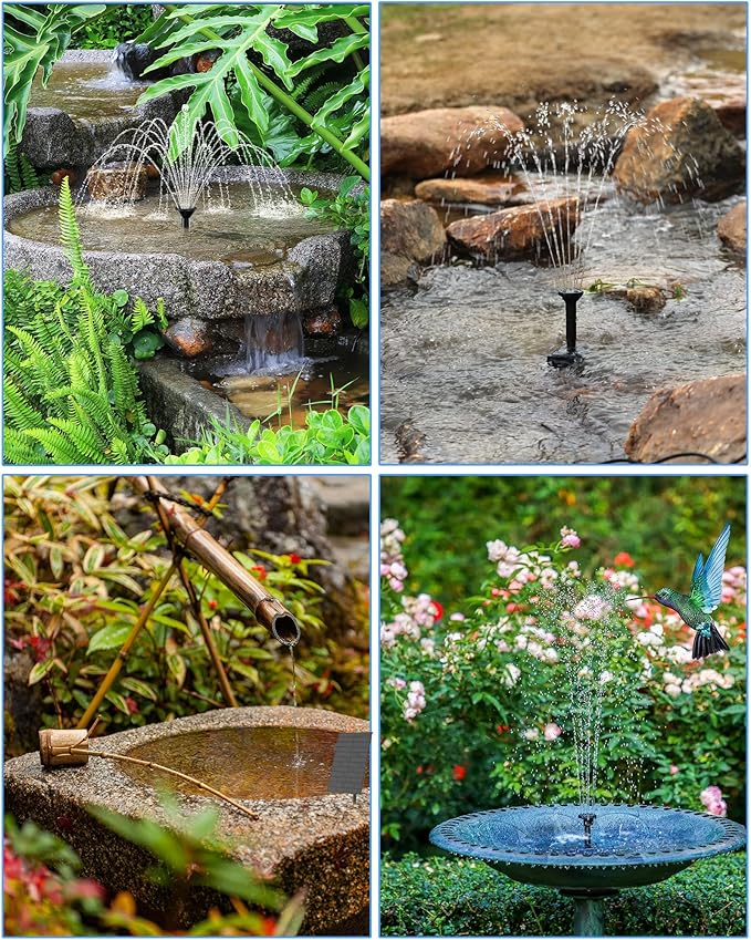 Biling Solar Fountain Pump, Solar Bird Bath Fountain Water Pump Outdoor with Tubing, Solar Fountain for Bird Bath, Garden Pond, Pool, Fish Tank,Backyard
