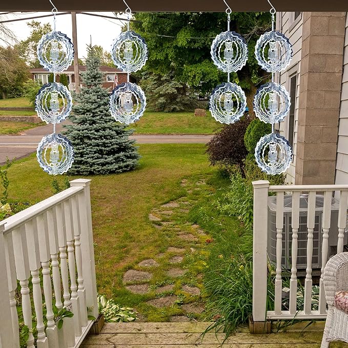 12 PCS Stainless Steel Bird deterrents for Outside,3D Bird Scarer Discs Set Pigeon Deterrent,Bird reflectors to Keep Birds Away Woodpecker Deterrent for House,Crow Deterrent