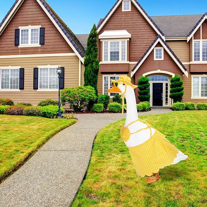 Bikini Goose Outfit Lawn Goose Clothing Porch Goose Outfits Summer Yard Goose Outfits Hawaiian Luau Goose Outfit for 23'' Lawn Goose Outdoor Decoration(Bikini,Yellow)