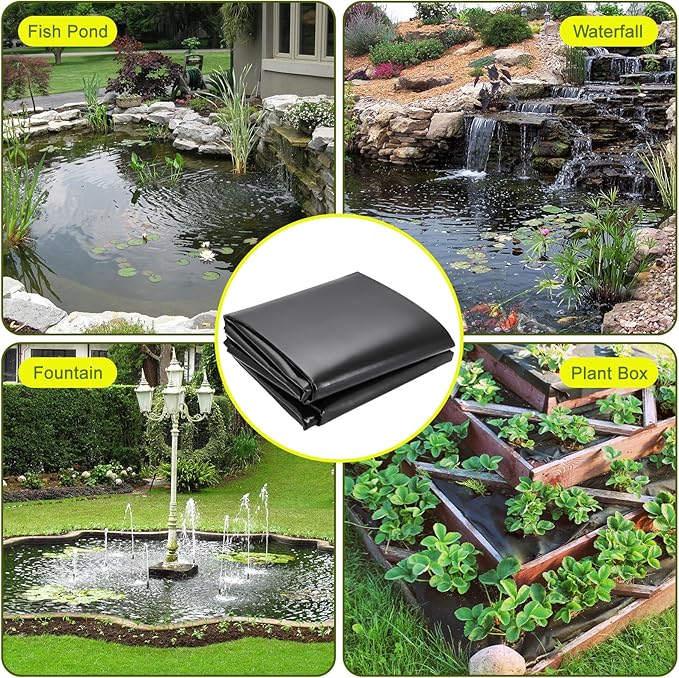 7 x 10 FT Pond Liner, HDPE Pond Liners for Outdoor Ponds 20 Mil Easy Cutting Puncture Resistant Impermeable Pond Liners Skins for Koi Fish, Water Garden Waterfall Fountain Aquaculture Pond