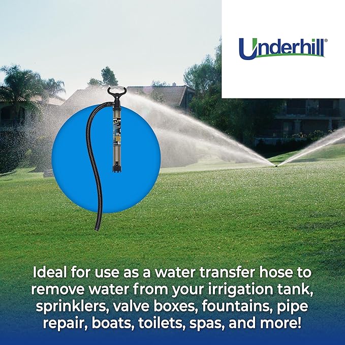 Underhill Gulp Pro Siphon Suction Water Pump 22 Inch Length with 36 Inch Outlet Hose, For Irrigation, Fluid Transfer, Water Removal, A-G1236-C