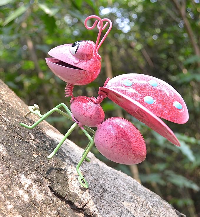 GIFTME 5 Outdoor Wall Decorations,Ladybug and Mantis Metal Outdoor Decor,Set of 2 Metal Yard Art-Perfect Garden Lover Gifts