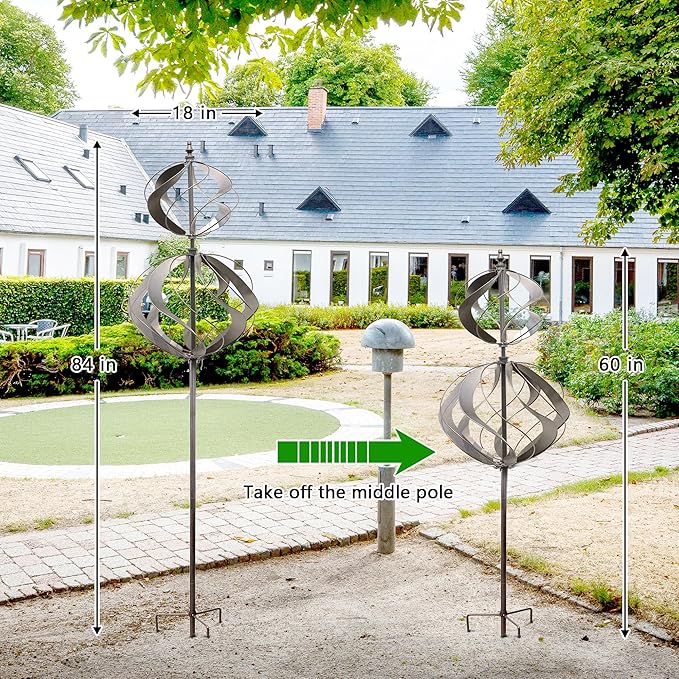 Wind Spinners Outdoor Metal - Large Kinetic Wind Spinner for Yard Garden, Windmills Lawn Ornament Décor for Lawn Patio (Height 84")